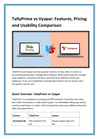 TallyPrime vs Vyapar Features, Pricing and Usability Comparison - Gseven