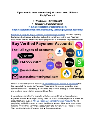 Best 100 Place To Buy Verified Payoneer Accounts (Top)