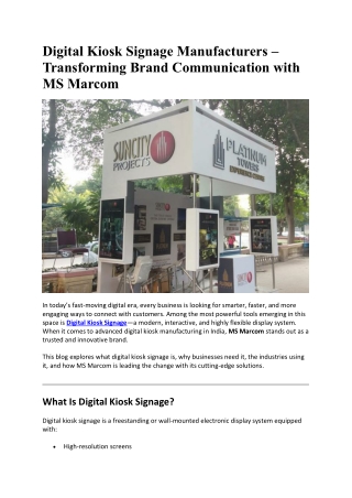 Digital Kiosk Signage Manufacturers