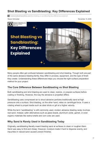 kramerindustriesonline.com-Shot Blasting vs Sandblasting Key Differences Explained