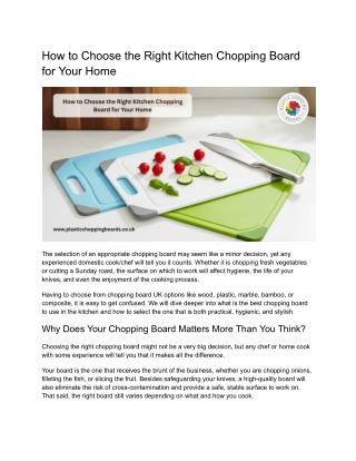 How to Choose the Right Kitchen Chopping Board for Your Home