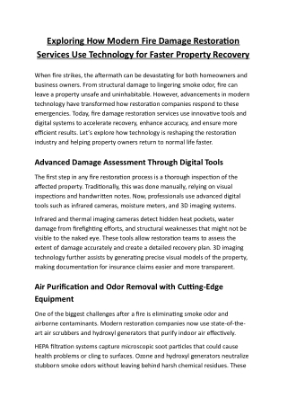 Exploring How Modern Fire Damage Restoration Services Use Technology for Faster Property Recovery