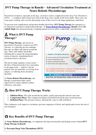 DVT Pump Therapy in Ranchi