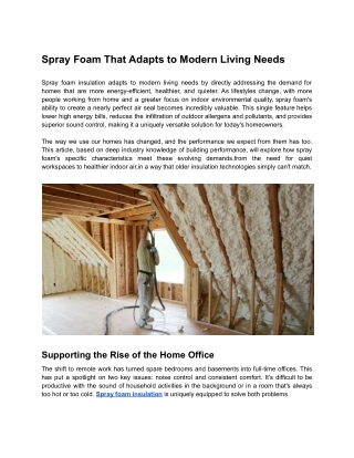 Spray Foam That Adapts to Modern Living Needs