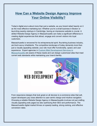 How Can a Website Design Agency Improve Your Online Visibility