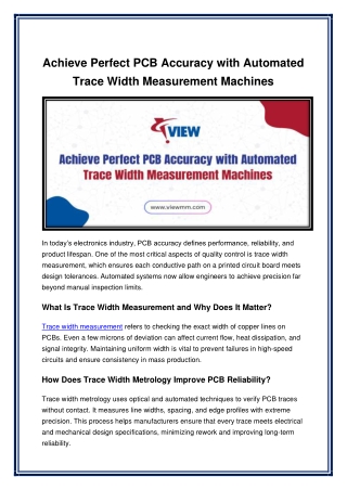 Achieve Perfect PCB Accuracy with Automated Trace Width Measurement Machines