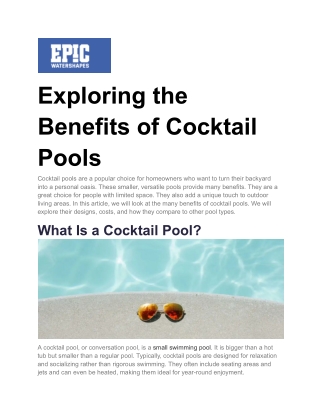Exploring the Benefits of Cocktail Pools