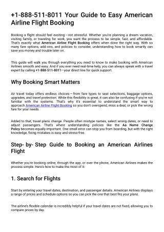1-888-511-8011 Your Guide to Easy American Airline Flight Booking