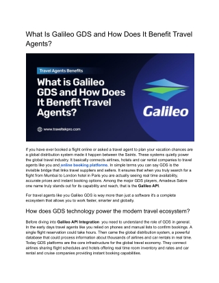 What Is Galileo GDS and How Does It Benefit Travel Agents
