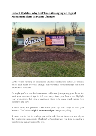Instant Updates: Why Real Time Messaging on Digital Monument Signs