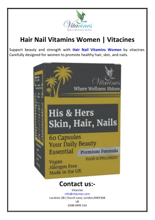 Hair Nail Vitamins Women | Vitacines