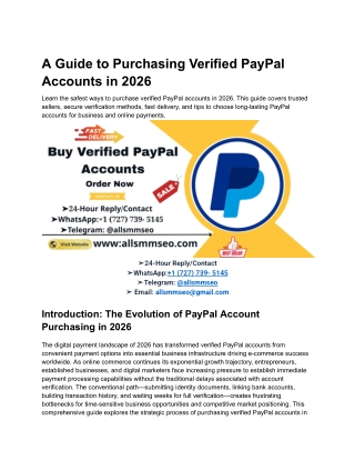 A Guide to Purchasing Verified PayPal Accounts in 2026