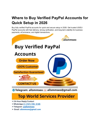 Where to Buy Verified PayPal Accounts for Quick Setup in 2026