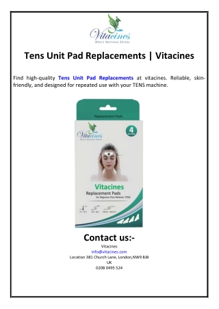 Tens Unit Pad Replacements | Vitacines