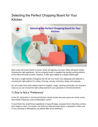 Selecting the Perfect Chopping Board for Your Kitchen