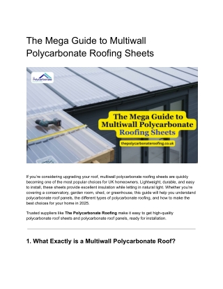 The Mega Guide to Multiwall Polycarbonate Roofing Sheets | 2025 Homeowner’s