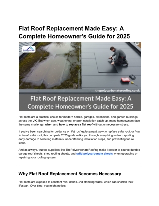 Flat Roof Replacement Made Easy | Complete 2025 Homeowner’s Guide