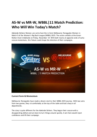 AS W vs MR W WBBL 11 Match Prediction Who Will Win Todays Match