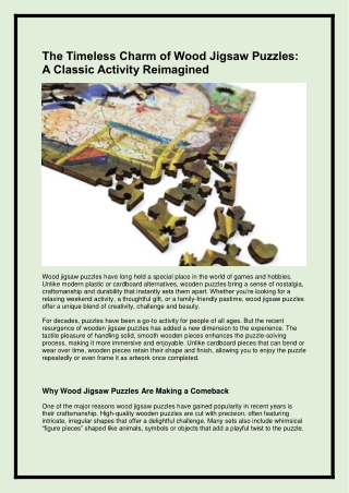 The Timeless Charm of Wood Jigsaw Puzzles