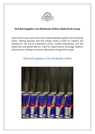 Red Bull Suppliers Usa Wholesale Online | Multi Drink Group