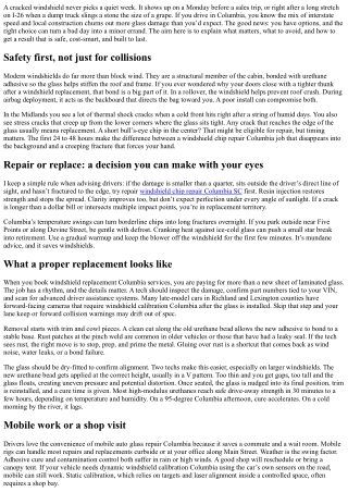 Windshield Replacement in Columbia: A Complete Guide
