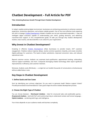 Unlocking Business Growth Through Smart Chatbot Development