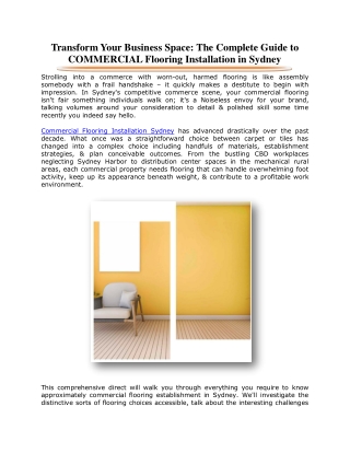 Transform Your Business Space The Complete Guide to COMMERCIAL Flooring Installation Sydney