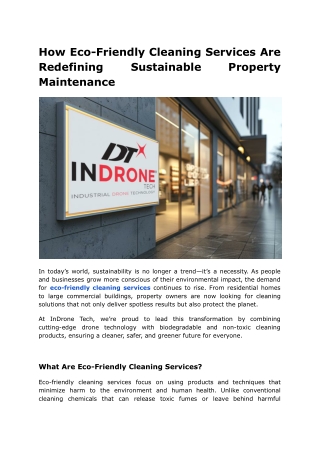 How Eco-Friendly Cleaning Services Are Redefining Sustainable Property Maintenance