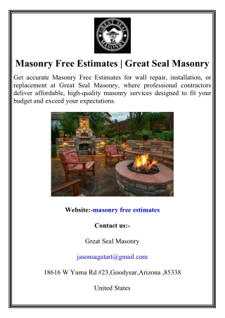 Masonry Free Estimates  Great Seal Masonry
