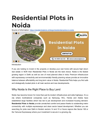 Residential Plots in Noida