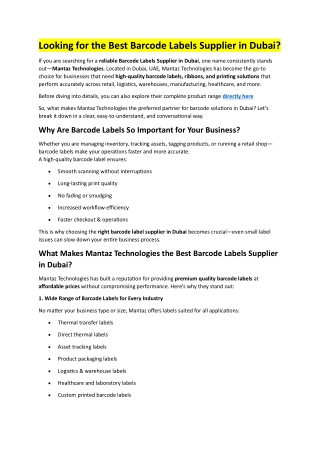 Looking for the Best Barcode Labels Supplier in Dubai?