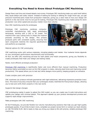 Everything You Need to Know About Prototype CNC Machining