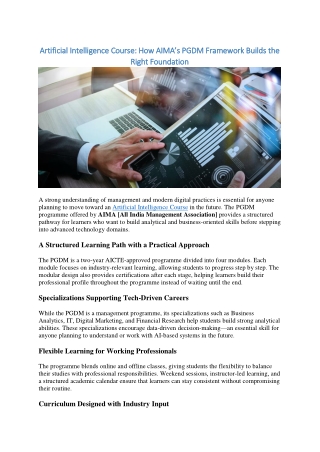 Artificial Intelligence Course