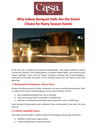 Why Indoor Banquet Halls Are the Smart Choice for Rainy Season Events