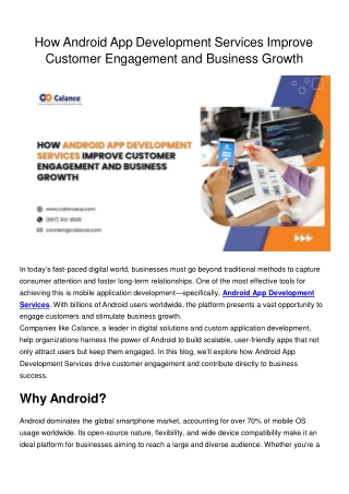 How Android App Development Services Improve Customer Engagement And Business Growth