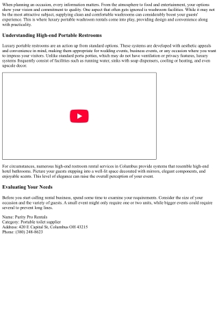 Selecting Luxury Options for Your Occasion with Columbus Bathroom Rentals.