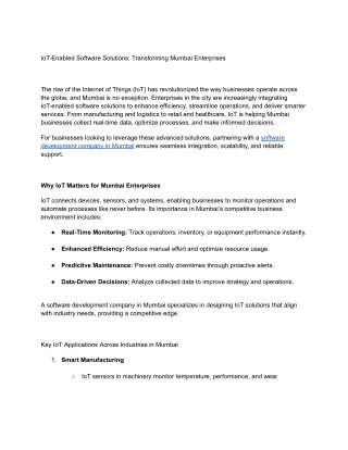 IoT-Enabled Software Solutions By  Software Development Company in Mumbai