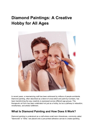 Diamond Paintings A Creative Hobby for All Ages