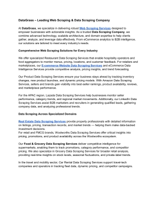 DataGrass – Leading Web Scraping & Data Scraping Company