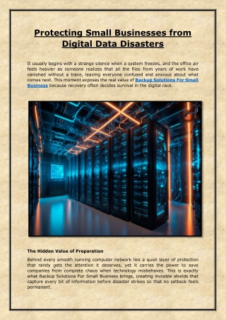 Protecting Small Businesses from Digital Data Disasters