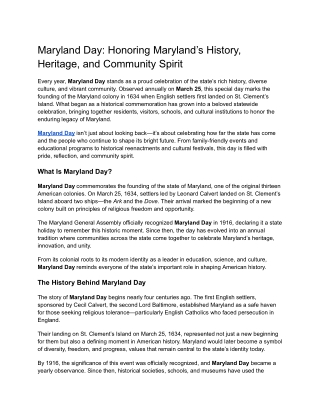 Maryland Day_ Honoring Maryland’s History, Heritage, and Community Spirit