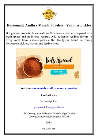 Homemade Andhra Masala Powders  Yaamisripickles