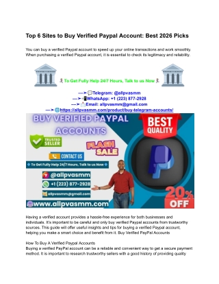 Top 6 Sites to Buy Verified Paypal Account_ Best 2026 Picks