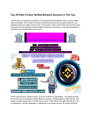 Top 39 Sites To Buy Verified Binance Account in The Yea..