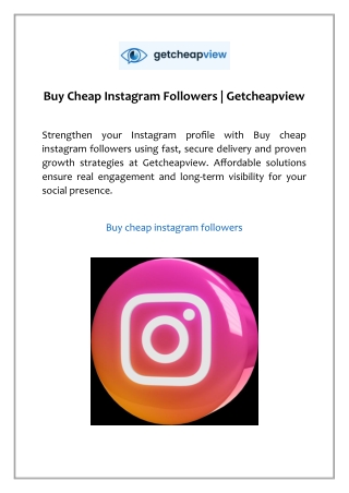 Buy Cheap Instagram Followers | Getcheapview