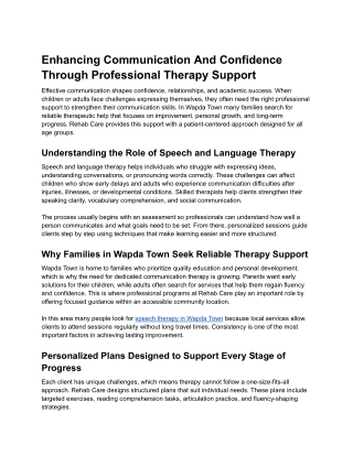 Enhancing Communication And Confidence Through Professional Therapy Support