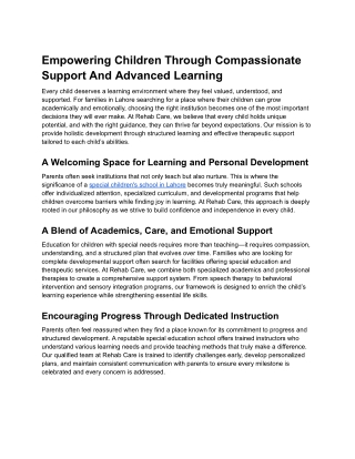 Empowering Children Through Compassionate Support And Advanced Learning