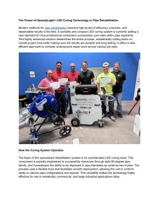 The Power of SpeedyLight  LED Curing Technology in Pipe Rehabilitation
