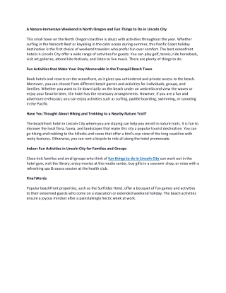 A Nature-Immersive Weekend in North Oregon and Fun Things to Do in Lincoln City