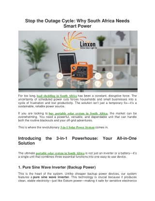 Stop the Outage Cycle: Why South Africa Needs Smart Power